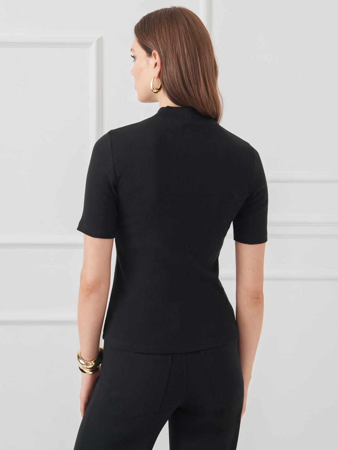 J.McLaughlin Jess Ribbed Top Black | Women Shirts &amp; Tops