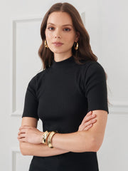 J.McLaughlin Jess Ribbed Top Black | Women Shirts &amp; Tops