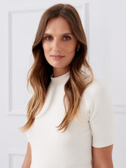 J.McLaughlin Jess Ribbed Top Ivory | Women Shirts &amp; Tops