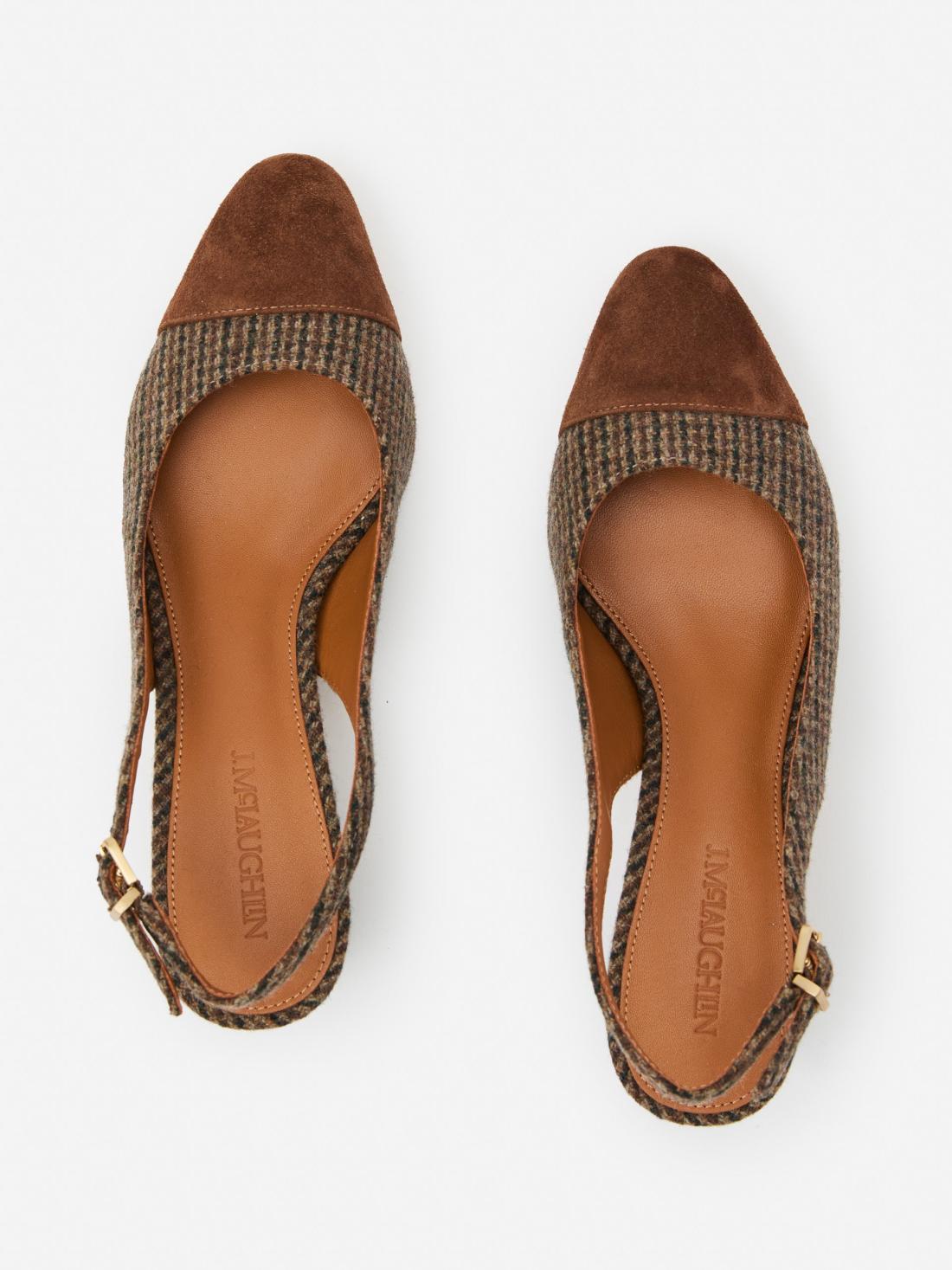 J.McLaughlin Jocelyn Slingback Heels In Tweed Dark Brown/dark Coconut | Women Shoes &amp; Accessories