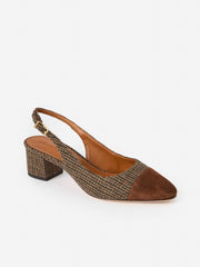 J.McLaughlin Jocelyn Slingback Heels In Tweed Dark Brown/dark Coconut | Women Shoes &amp; Accessories