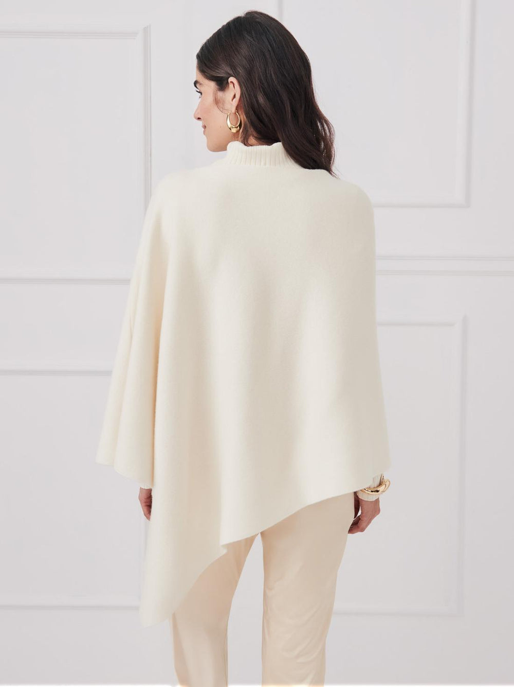 J.McLaughlin Journee Wool Cashmere Poncho Cream | Women Wraps &amp; Ponchos
