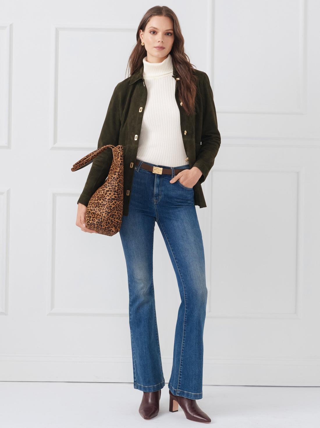 J.McLaughlin Kavya Suede Jacket Olive | Women Jackets