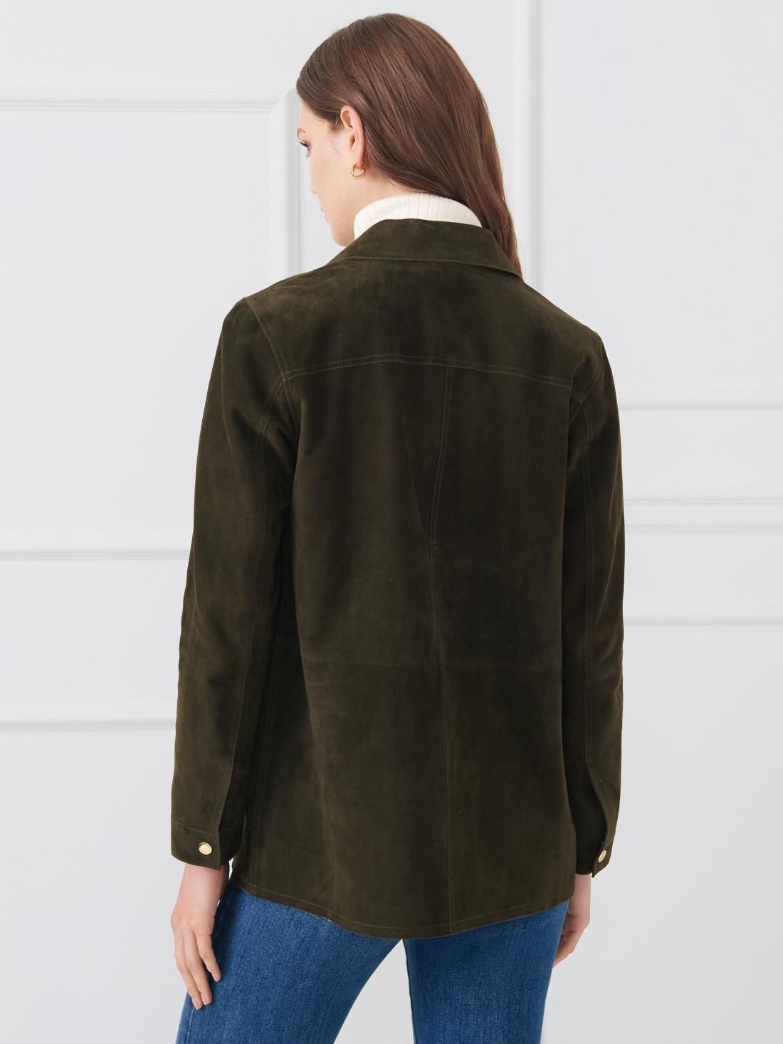 J.McLaughlin Kavya Suede Jacket Olive | Women Jackets