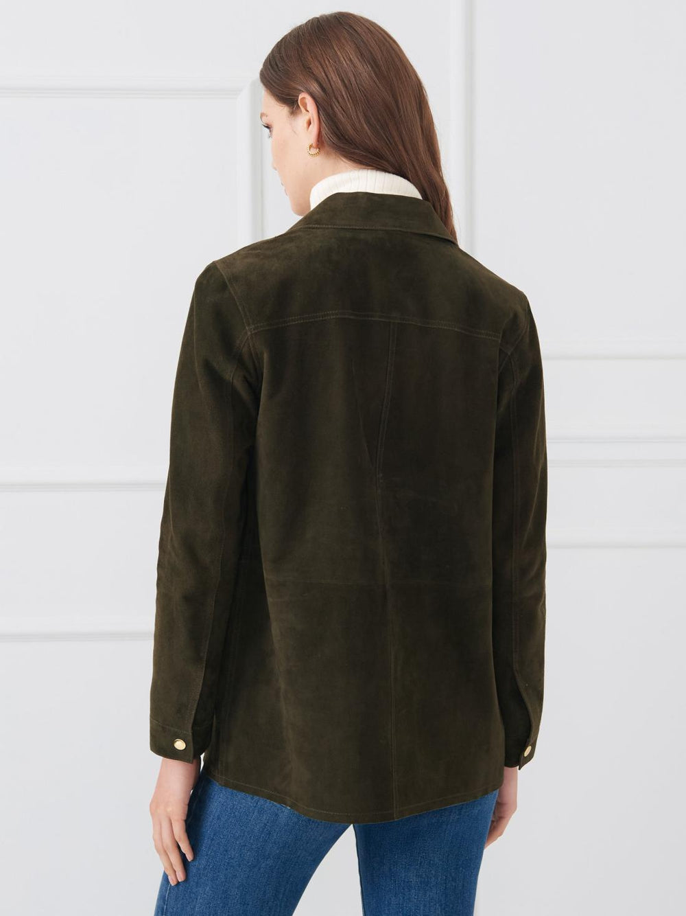 J.McLaughlin Kavya Suede Jacket Olive | Women Jackets