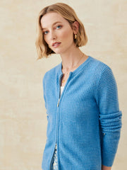 J.McLaughlin Kesia Cashmere Zip Cardigan Medium Blue | Women Sweaters
