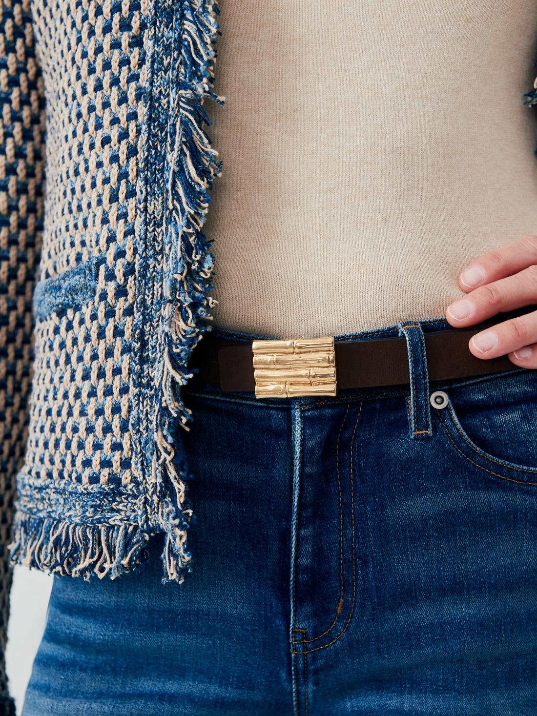 J.McLaughlin Lara Reversible Leather Belt Black/cork | Women Shoes &amp; Accessories