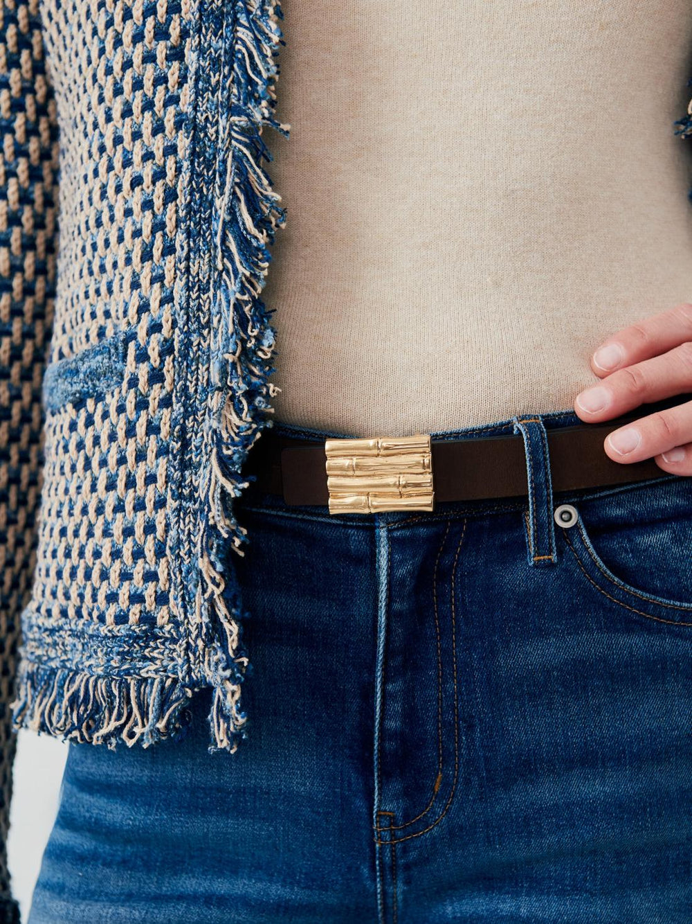 J.McLaughlin Lara Reversible Leather Belt Black/cork | Women Shoes &amp; Accessories