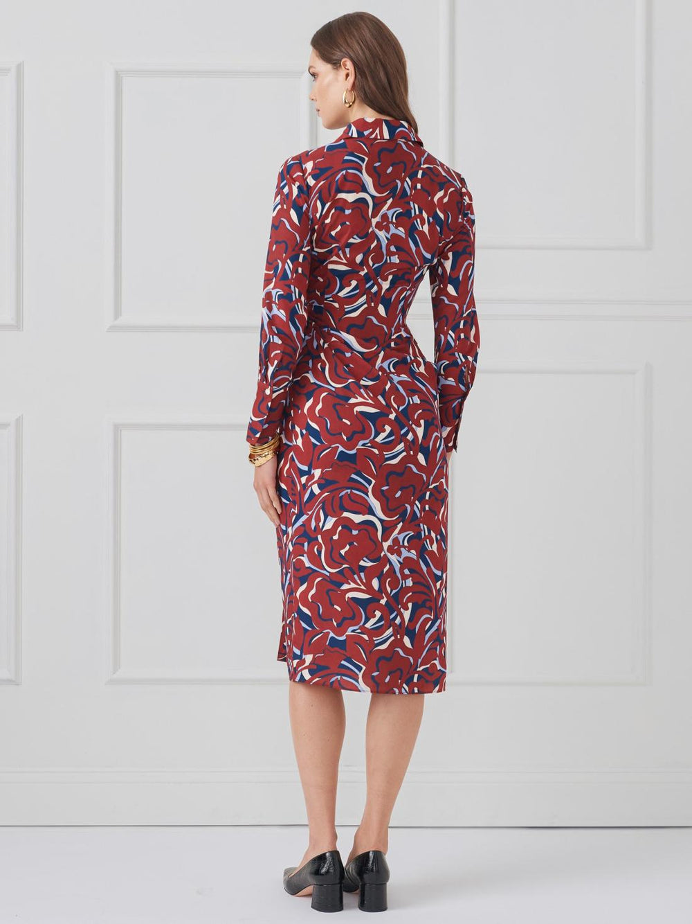 J.McLaughlin Leandra Dress In Garden Dance Navy/maroon | Women Dresses