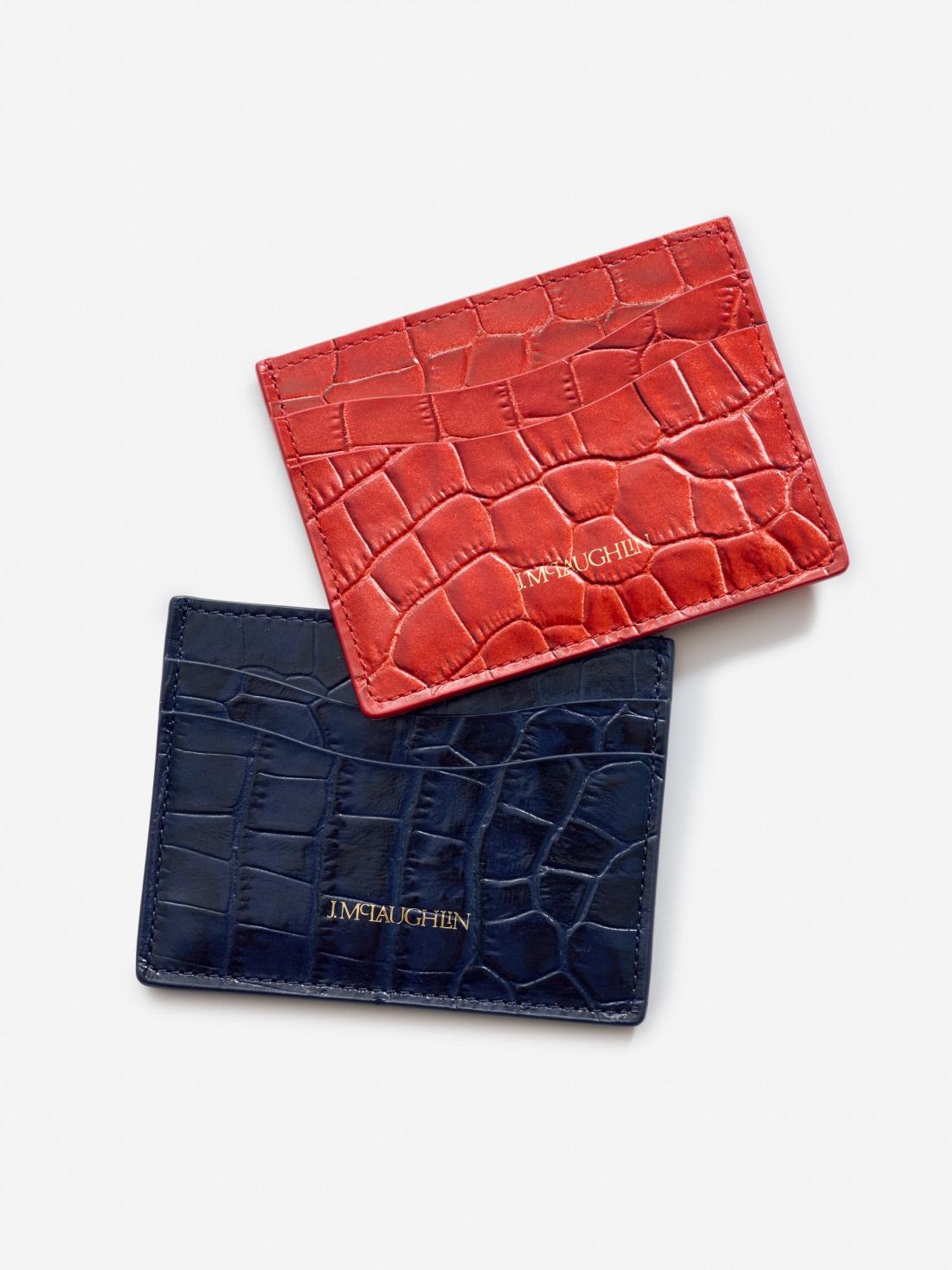J.McLaughlin Leather Cardcase In Croc Orange | Women/Men Shoes &amp; Accessories