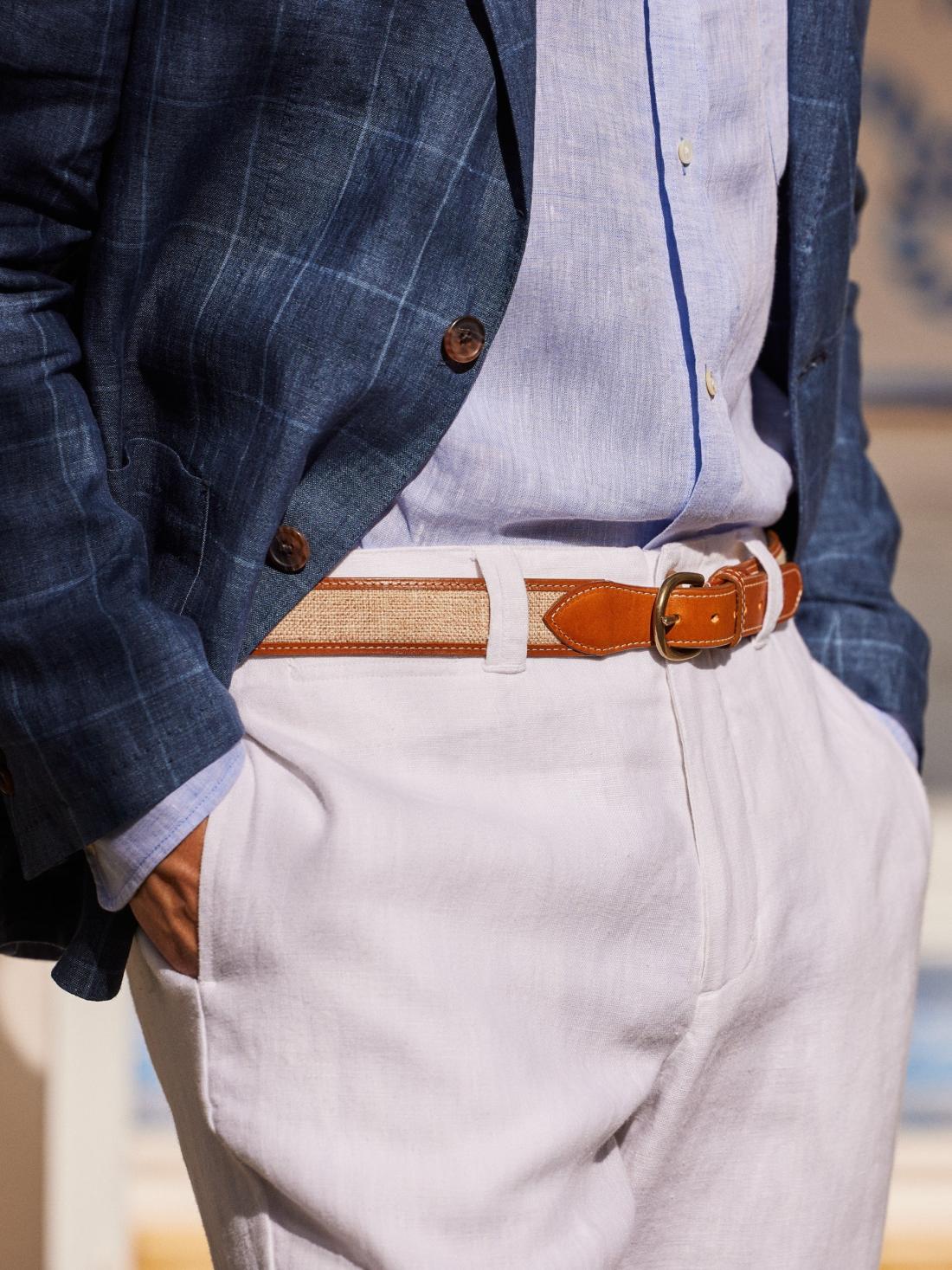 J.McLaughlin Leopold Linen Belt Natural | Men Shoes &amp; Accessories