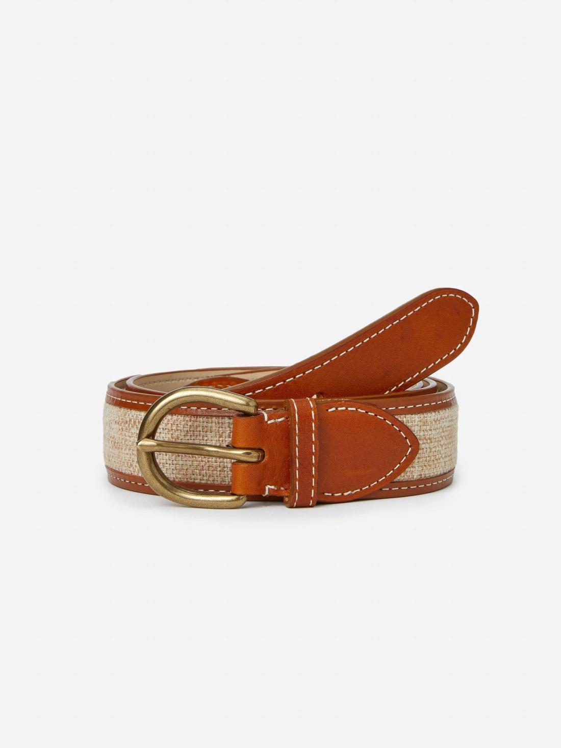 J.McLaughlin Leopold Linen Belt Natural | Men Shoes &amp; Accessories