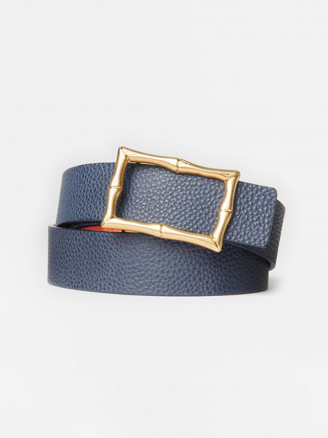 J.McLaughlin Lina Reversible Leather Belt Navy/orange | Women Belts