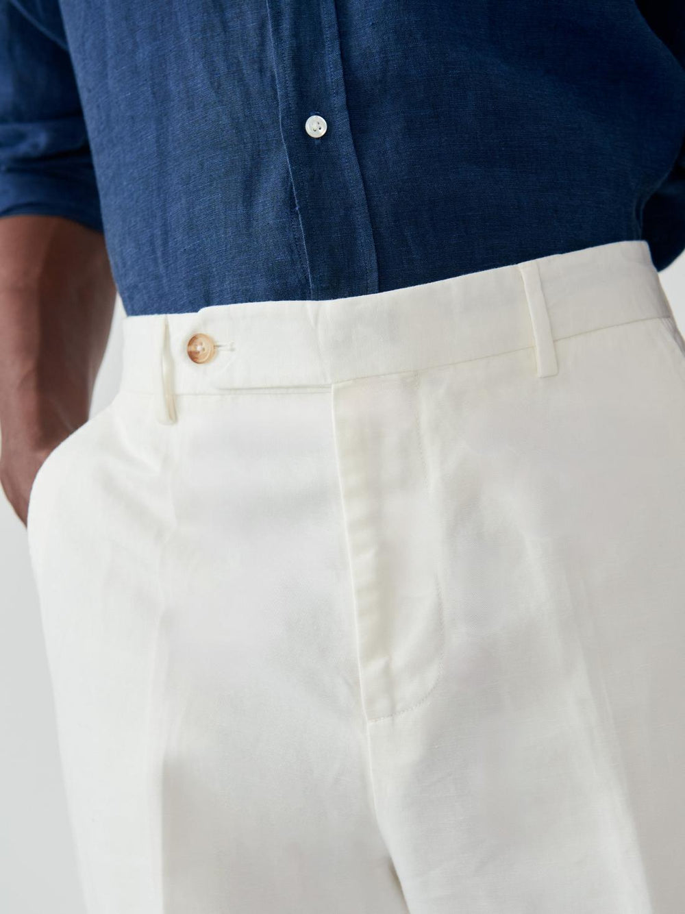 J.McLaughlin Linen Cotton Twill Oxford Pants White | Men Pants