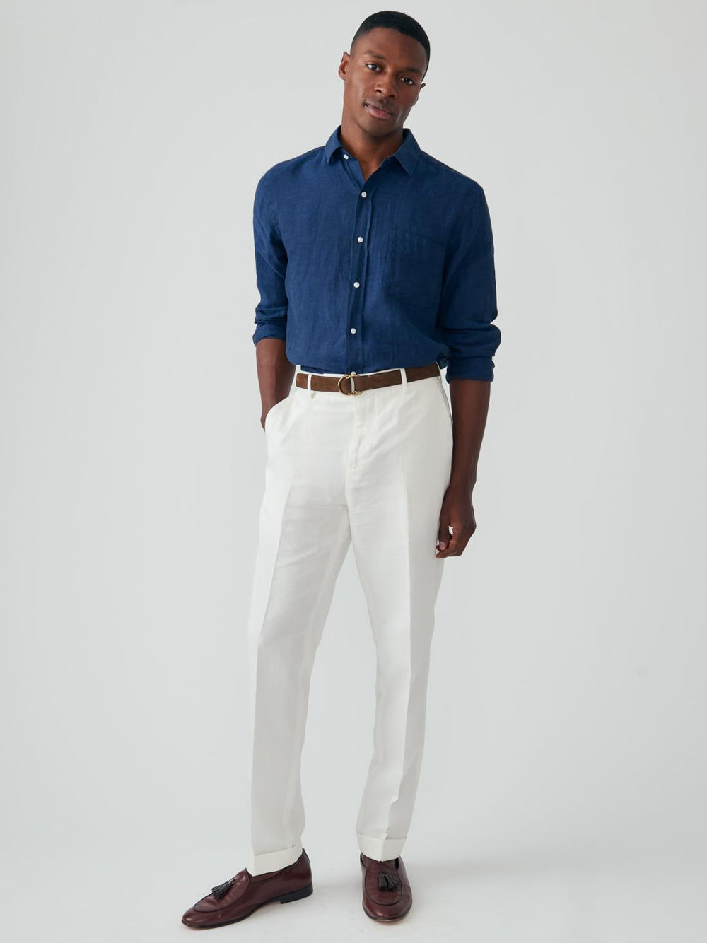 J.McLaughlin Linen Cotton Twill Oxford Pants White | Men Pants