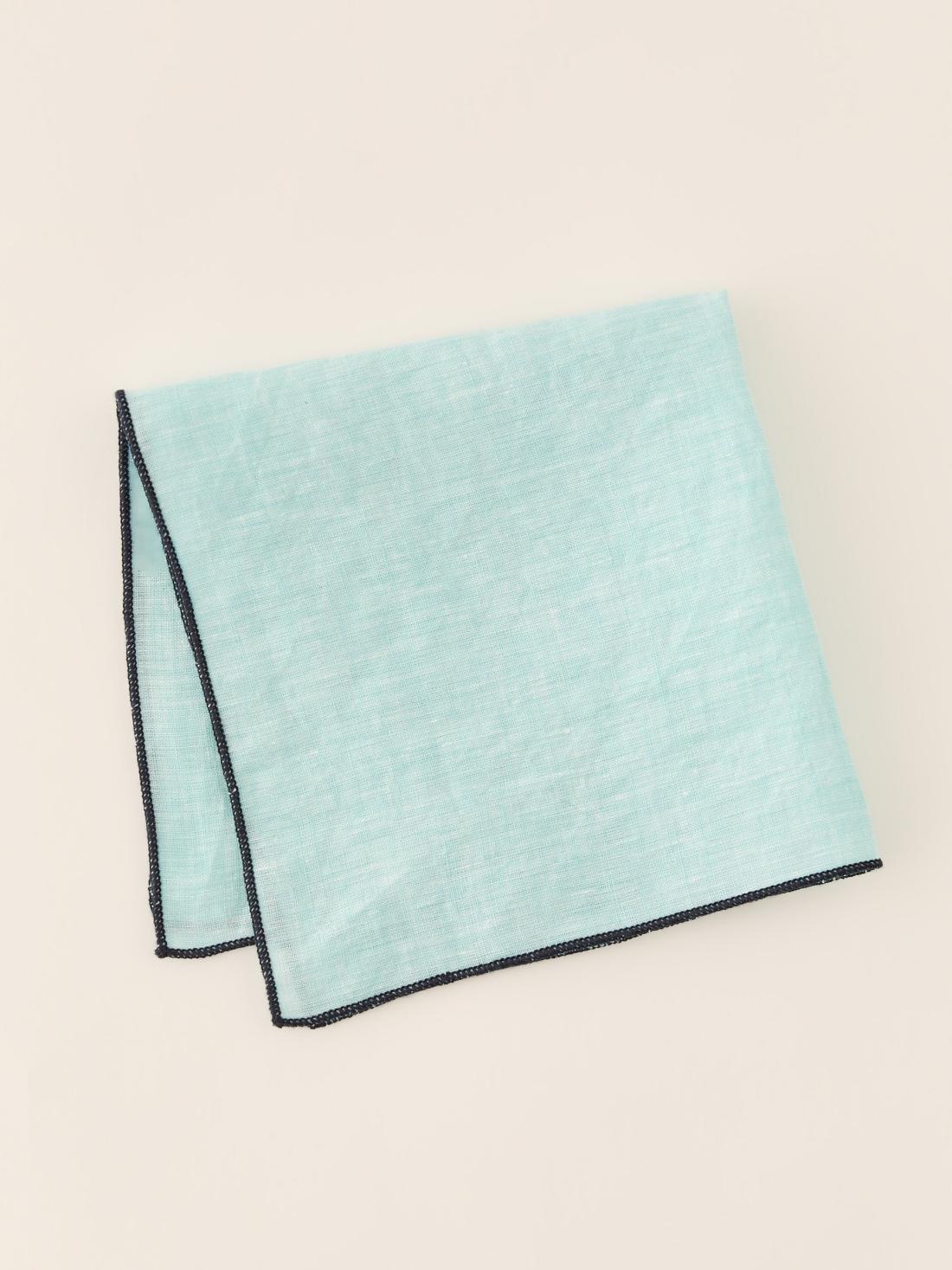 J.McLaughlin Linen Pocket Square Aqua | Men Pocket Squares