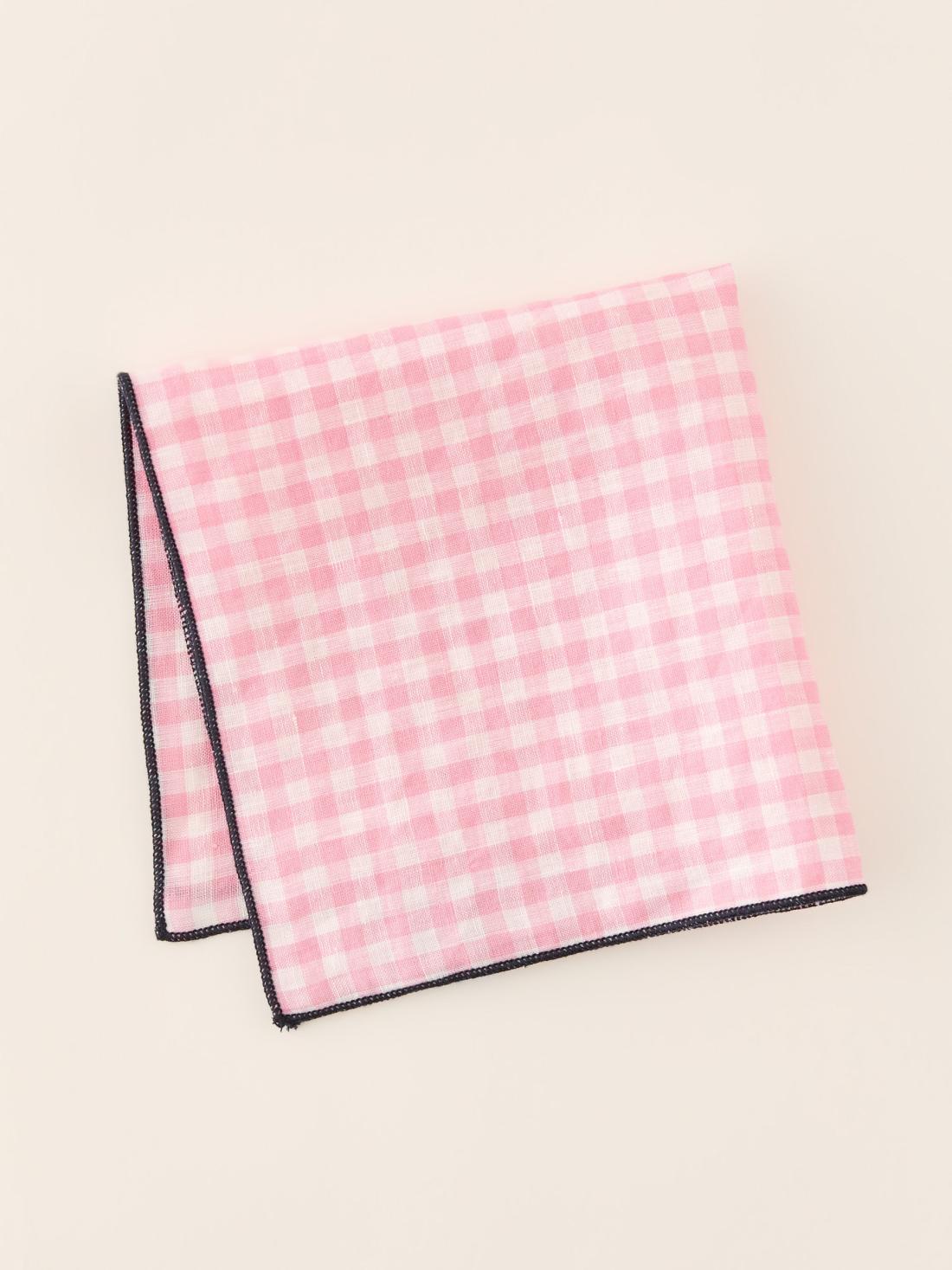 J.McLaughlin Linen Pocket Square In Gingham Pink/white | Men Shoes &amp; Accessories