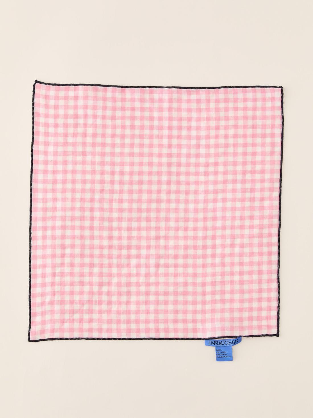 J.McLaughlin Linen Pocket Square In Gingham Pink/white | Men Shoes &amp; Accessories