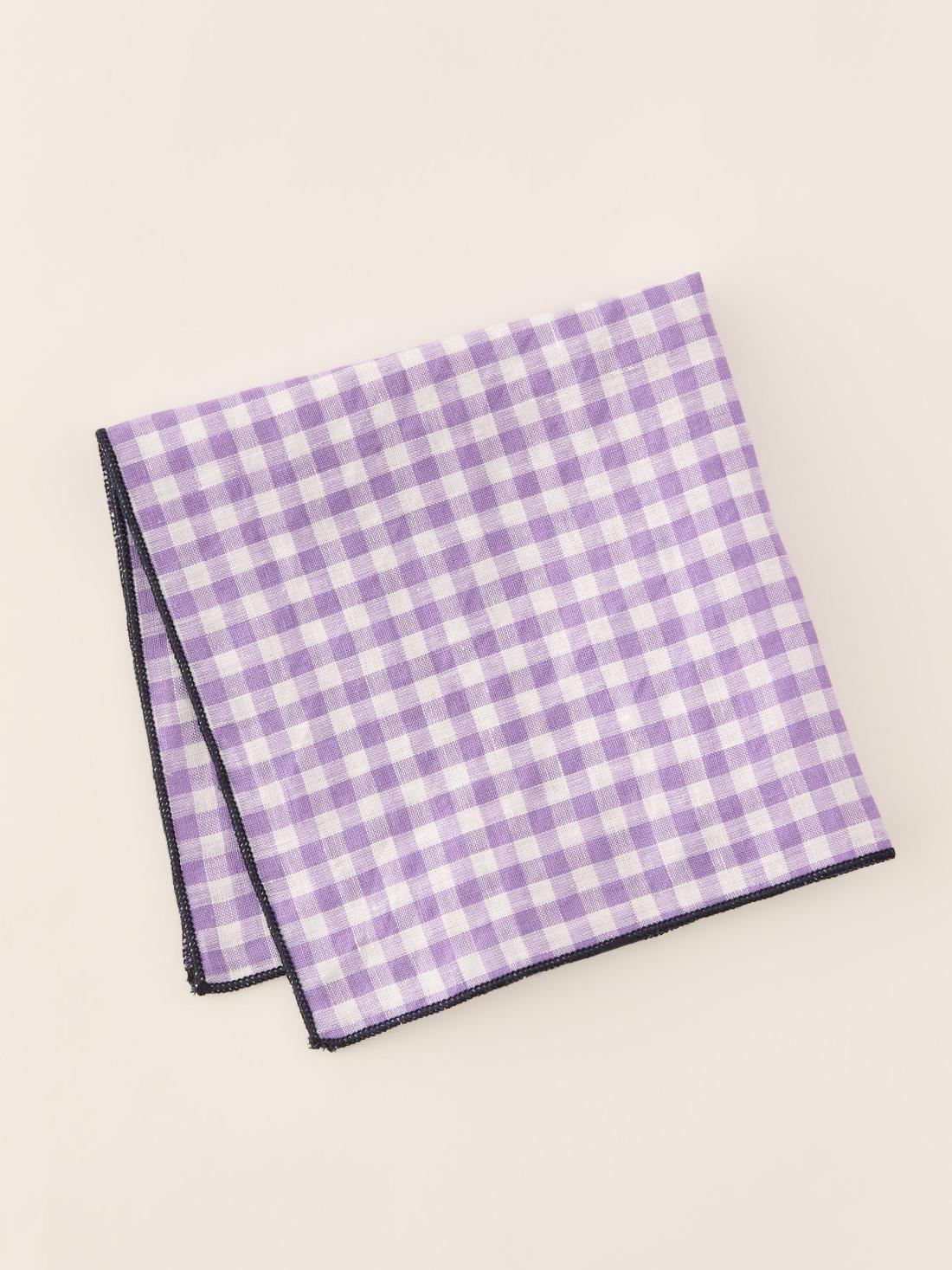 J.McLaughlin Linen Pocket Square In Gingham Purple/white | Men Pocket Squares