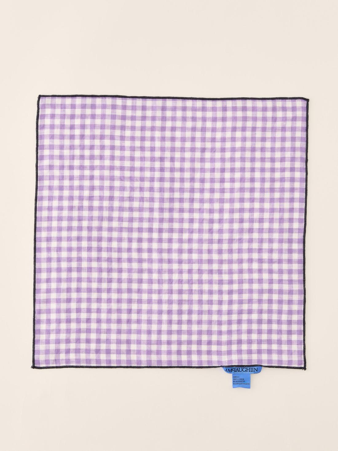 J.McLaughlin Linen Pocket Square In Gingham Purple/white | Men Pocket Squares