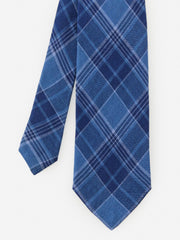 J.McLaughlin Linen Tie In Plaid Navy/chambray | Men Ties