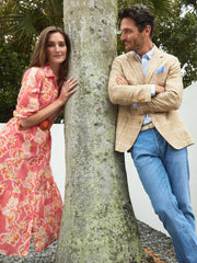 J.McLaughlin Lisbon Linen Sport Coat In Window Pane White/tan/blue | Men Jackets &amp; Sport Coats