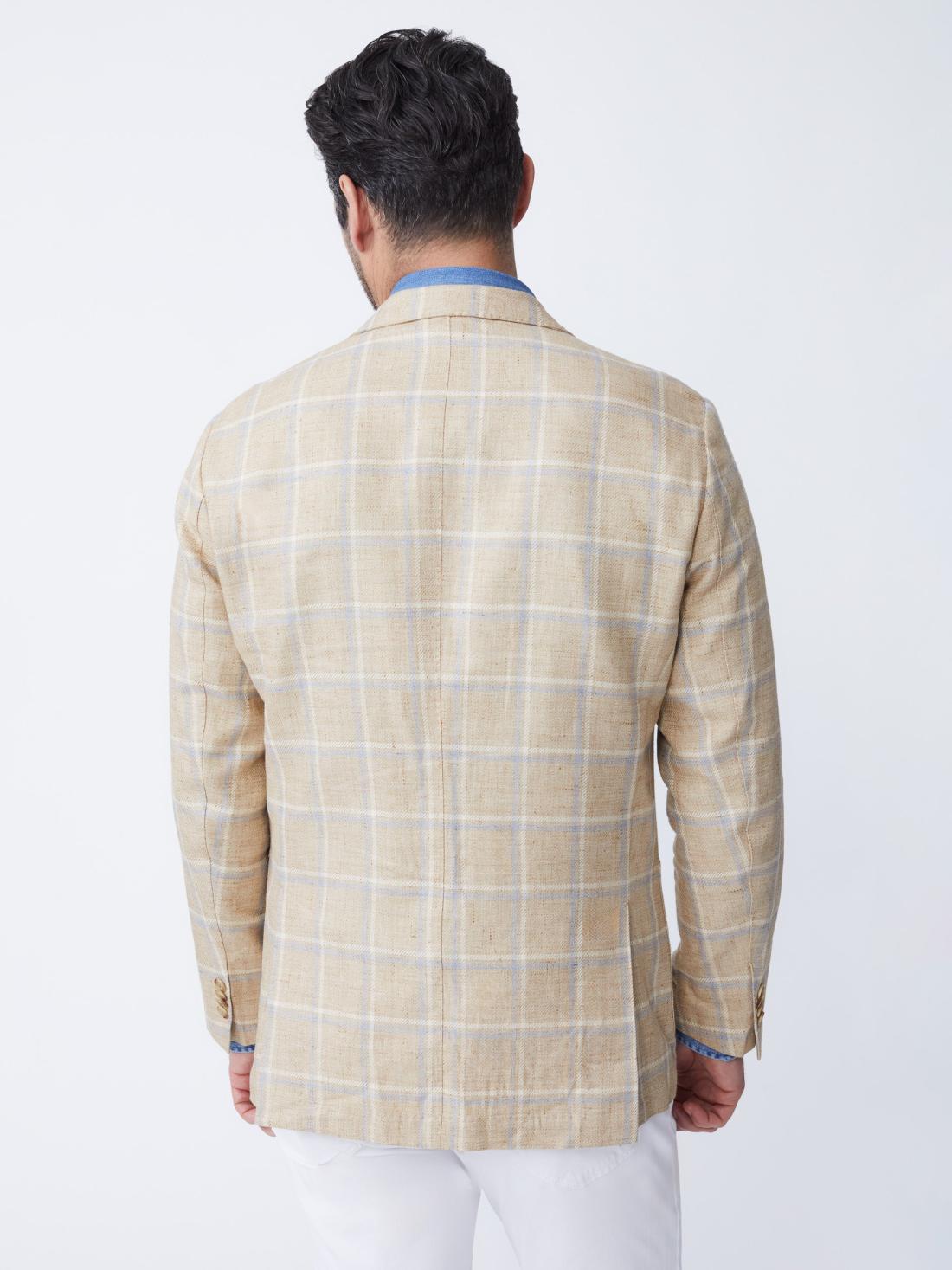 J.McLaughlin Lisbon Linen Sport Coat In Window Pane White/tan/blue | Men Jackets &amp; Sport Coats