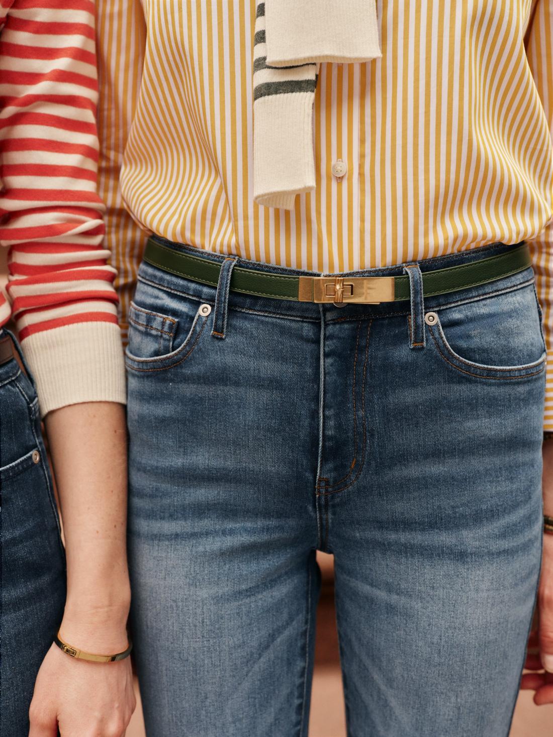 J.McLaughlin Liv Leather Belt Olive | Women Belts