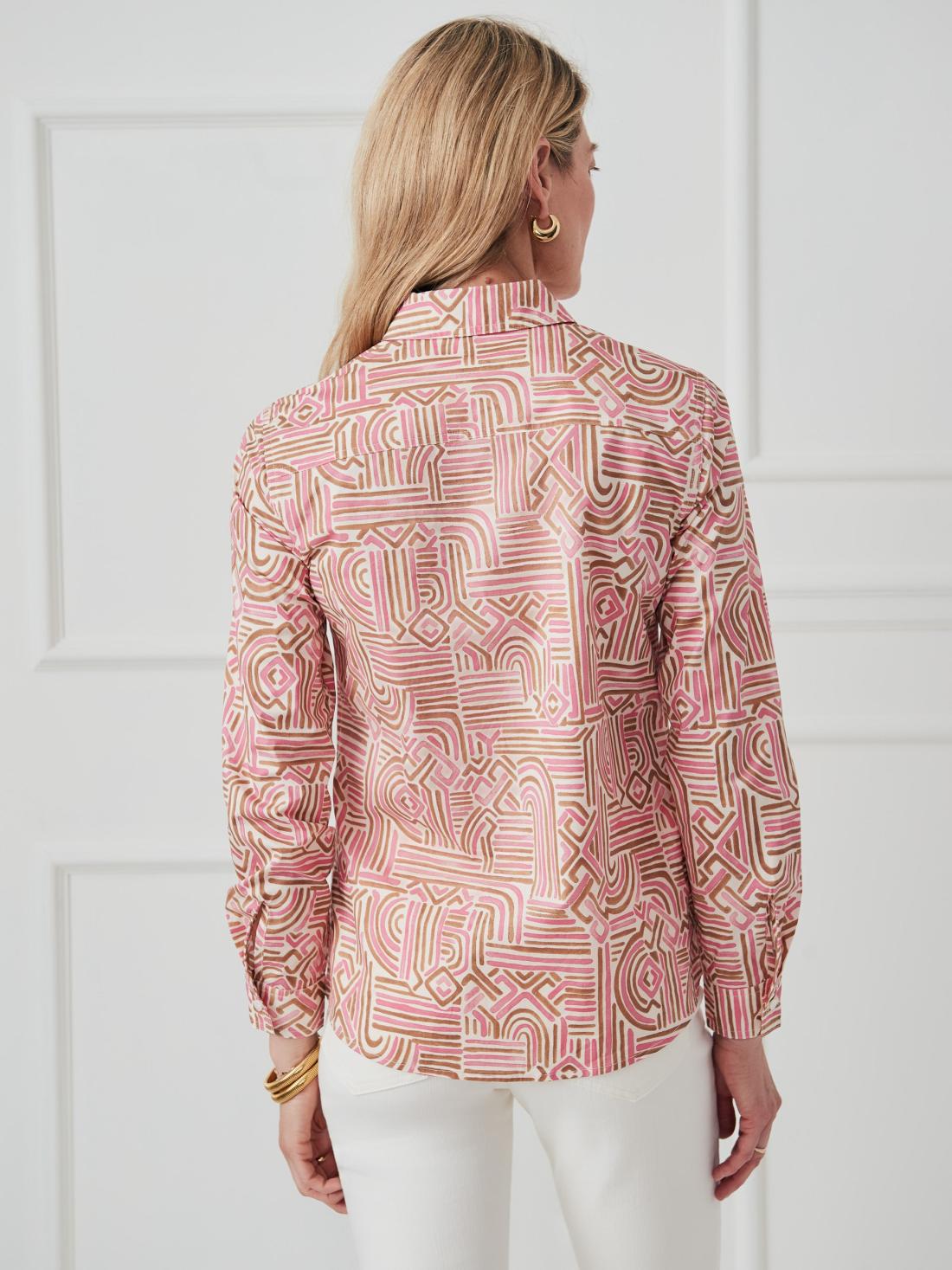 J.McLaughlin Lois Shirt In Geo Maze Pink/tan | Women Shirts &amp; Tops