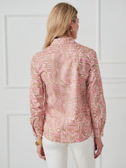 J.McLaughlin Lois Shirt In Geo Maze Pink/tan | Women Shirts &amp; Tops