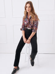J.McLaughlin Lois Shirt In Savanna Blooms Black/red/blue | Women Shirts &amp; Tops