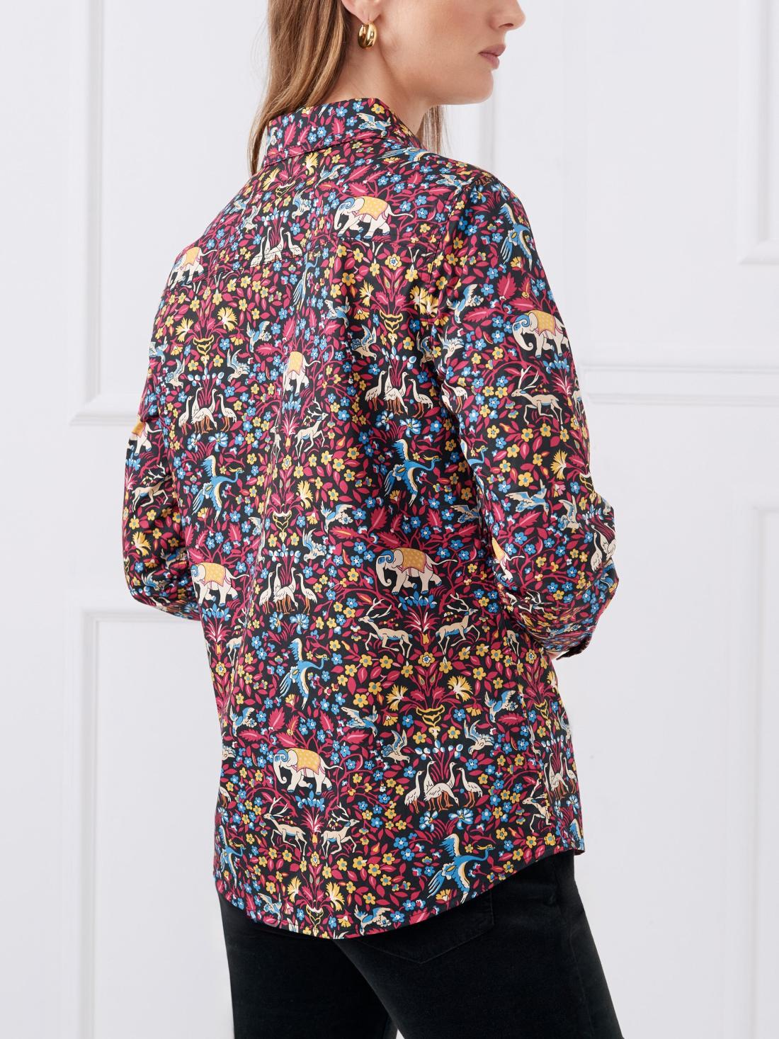 J.McLaughlin Lois Shirt In Savanna Blooms Black/red/blue | Women Shirts &amp; Tops
