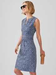 J.McLaughlin Lola Sleeveless Dress In Ogaden Gate Navy/off White | Women Navy Dresses