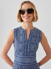 J.McLaughlin Lola Sleeveless Dress In Ogaden Gate Navy/off White | Women Navy Dresses