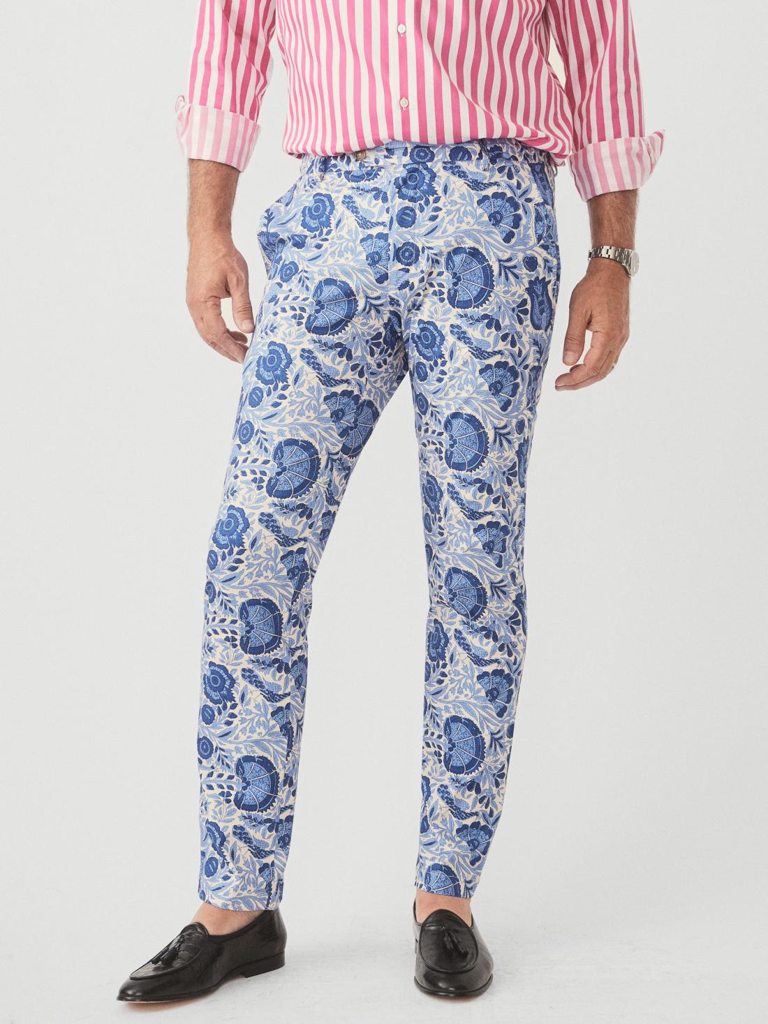 J.McLaughlin Lukas Pants In Eastern Blooms Sand/navy/denim | Men Pants