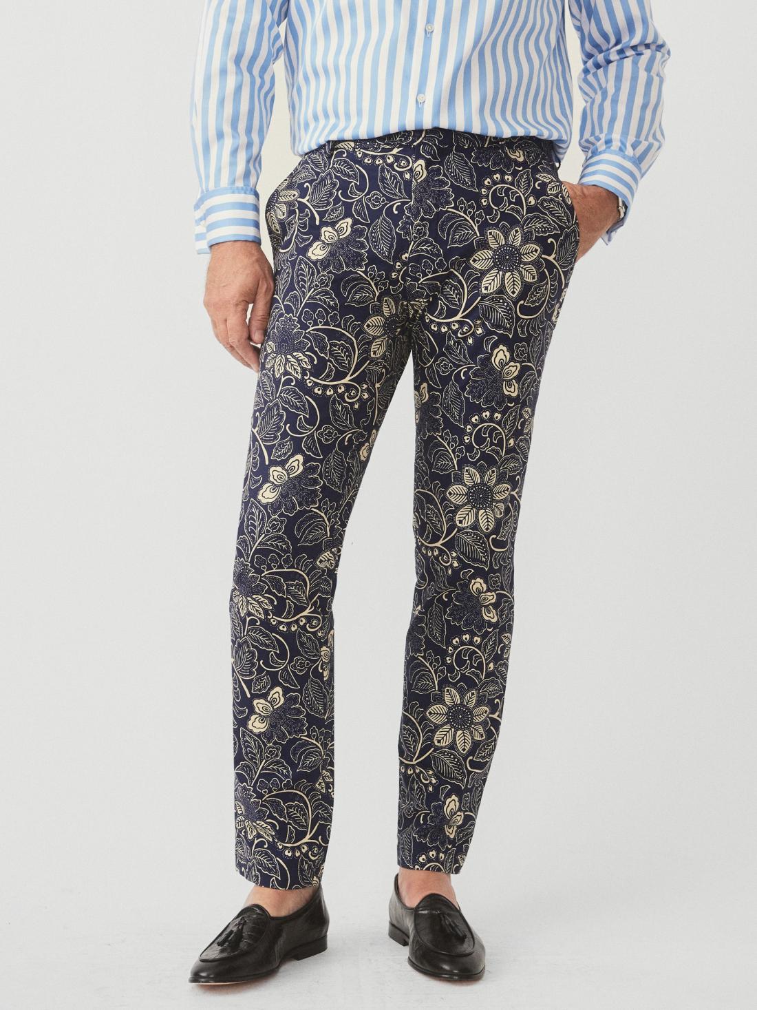 J.McLaughlin Lukas Pants In Night Blooms Navy/off White | Men Pants