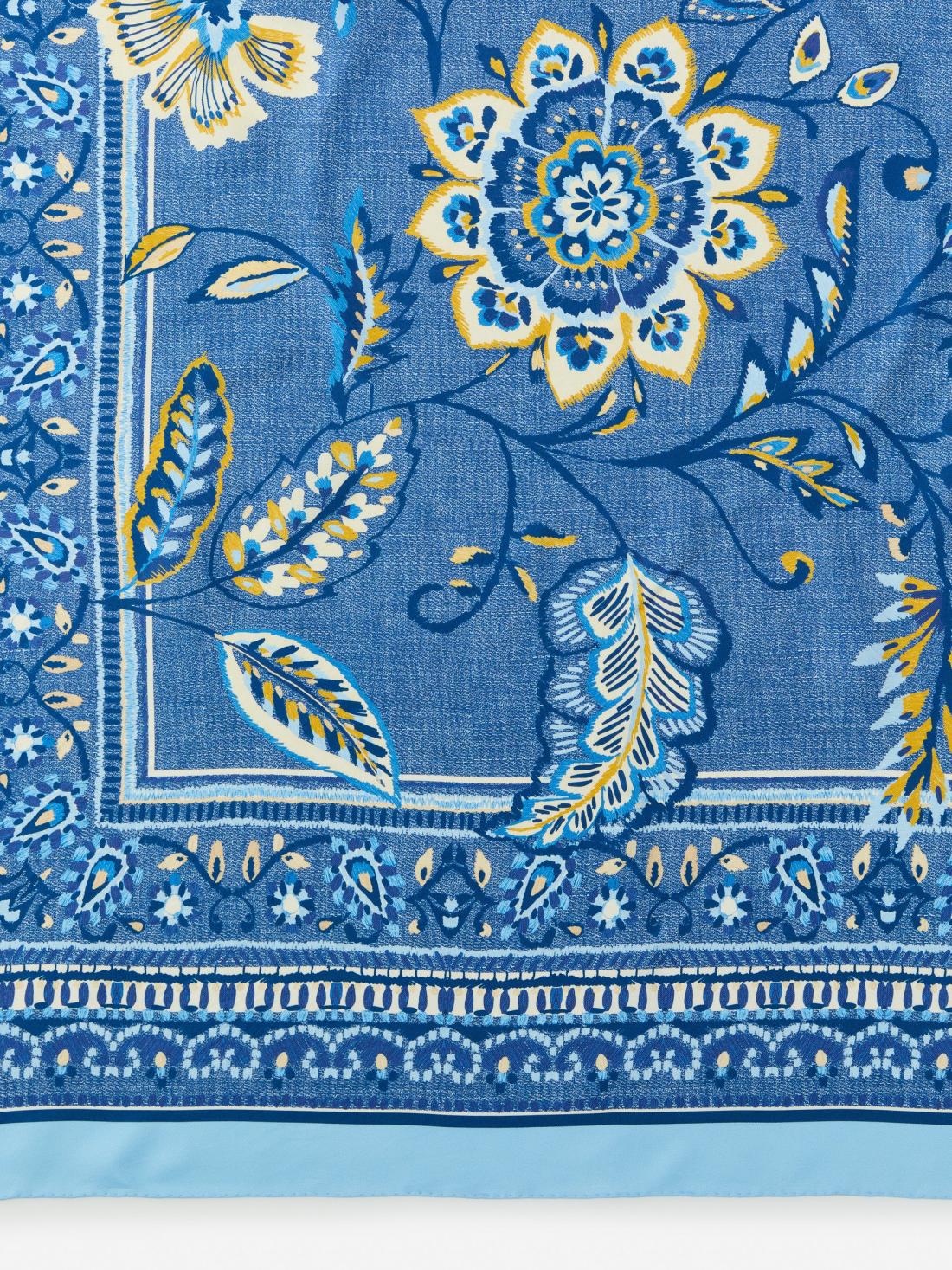 J.McLaughlin Mabel Slik Scarf In Floral Cove Denim/yellow | Women Scarves