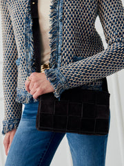 J.McLaughlin Marceline Cardigan Denim/tan | Women Sweaters