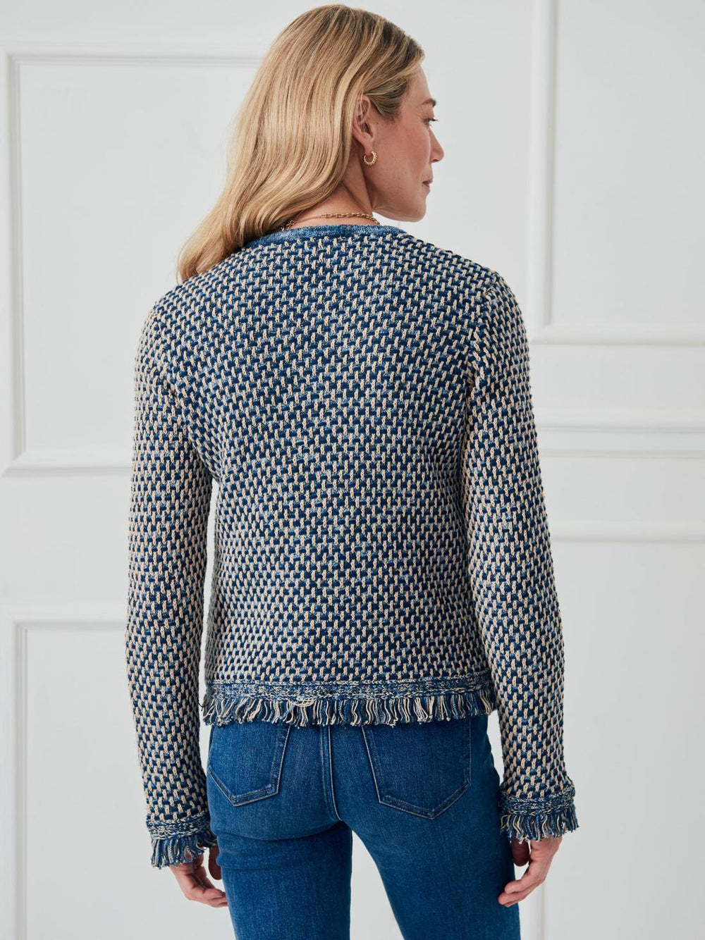 J.McLaughlin Marceline Cardigan Denim/tan | Women Sweaters