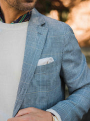 J.McLaughlin McCown Wool &amp; Linen Sport Coat In Glen Plaid Light Blue/navy | Men Jackets &amp; Sport Coats