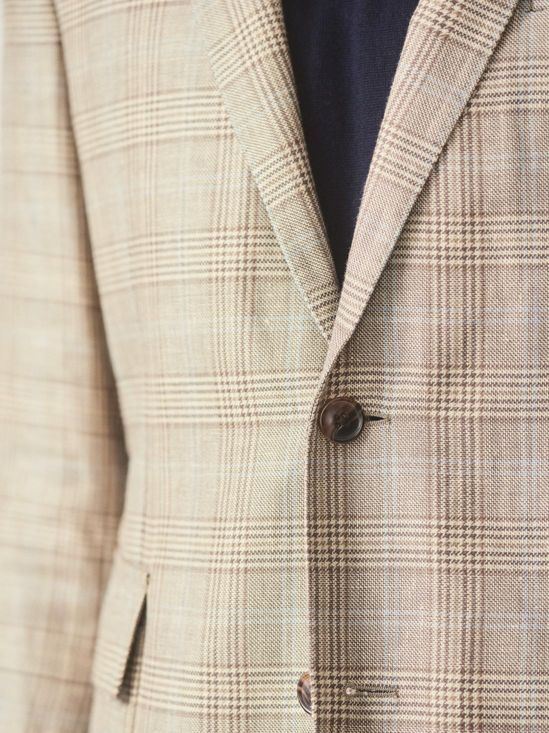 J.McLaughlin McCown Wool &amp; Linen Sport Coat In Glen Plaid Tan/brown/blue | Men Jackets &amp; Sport Coats