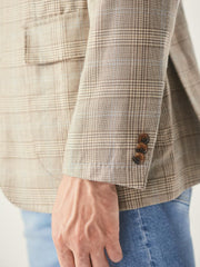 J.McLaughlin McCown Wool &amp; Linen Sport Coat In Glen Plaid Tan/brown/blue | Men Jackets &amp; Sport Coats