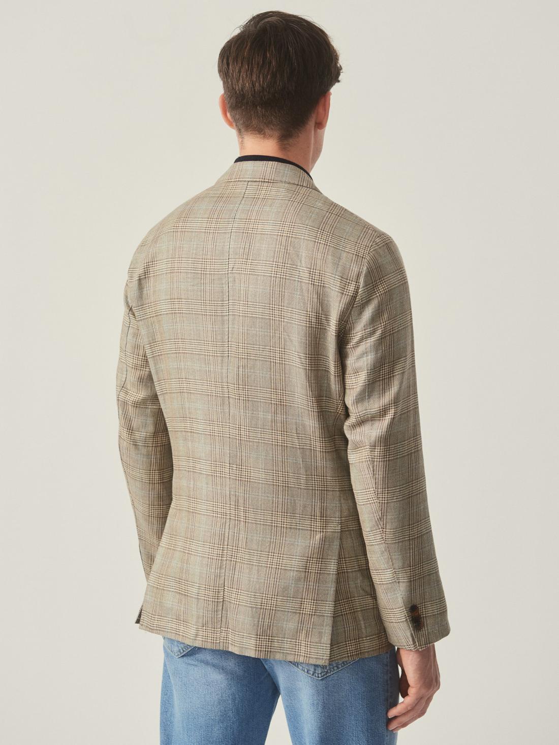 J.McLaughlin McCown Wool &amp; Linen Sport Coat In Glen Plaid Tan/brown/blue | Men Jackets &amp; Sport Coats