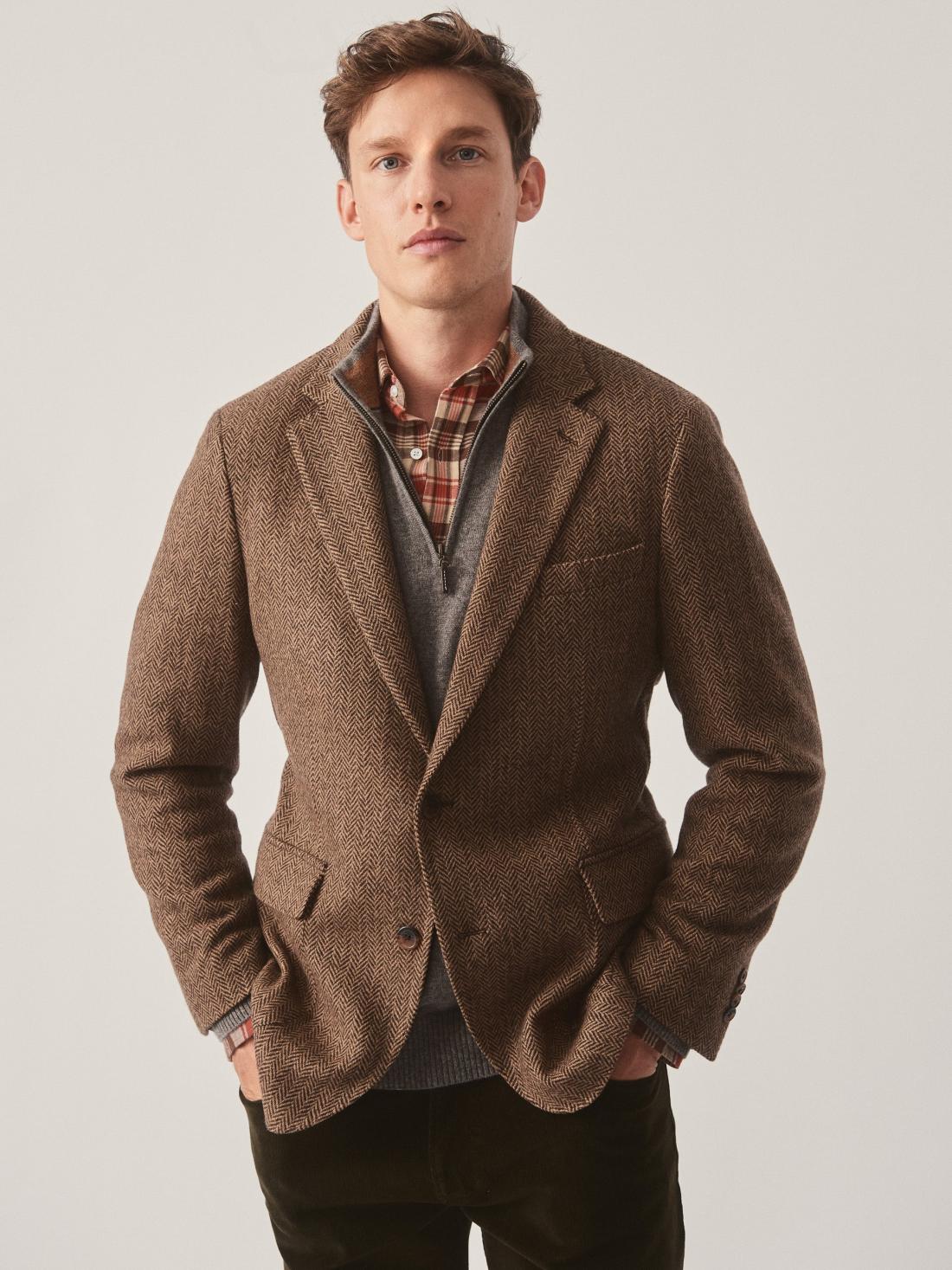 J.McLaughlin McCown Wool Sport Coat In Herringbone Beige/brown | Men Jackets &amp; Sport Coats