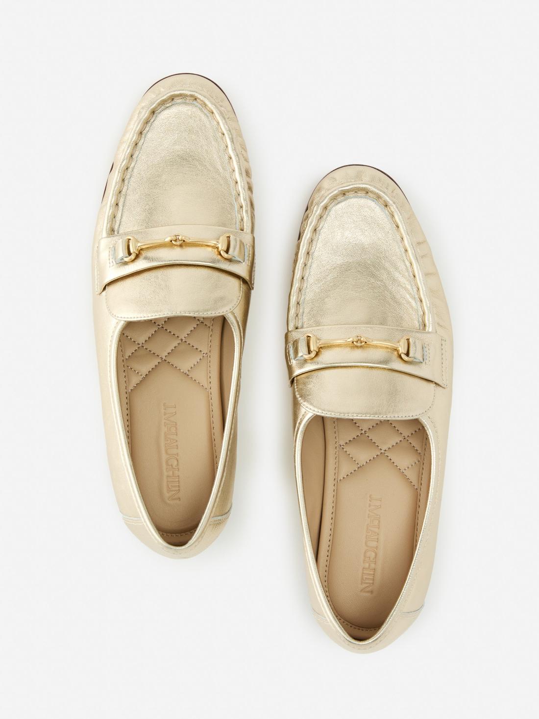 J.McLaughlin Melanie Leather Loafers Gold Leaf | Women Flats