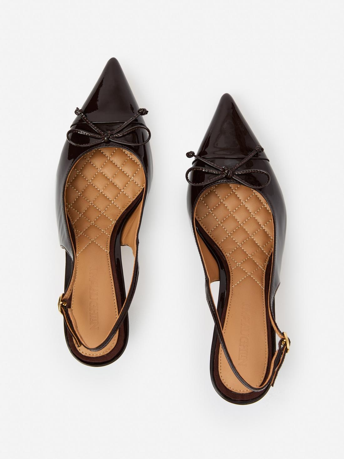 J.McLaughlin Miriam Patent Leather Slingback Heels Dark Brown | Women Heels &amp; Wedges