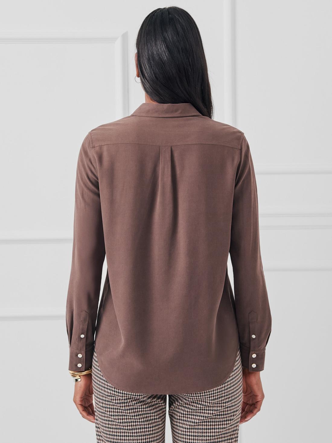 J.McLaughlin Miris Silk Shirt Brown | Women Shirts &amp; Tops