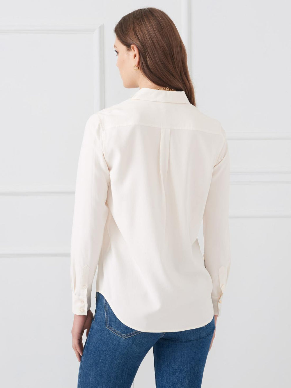 J.McLaughlin Miris Silk Shirt Egret White | Women Shirts &amp; Tops