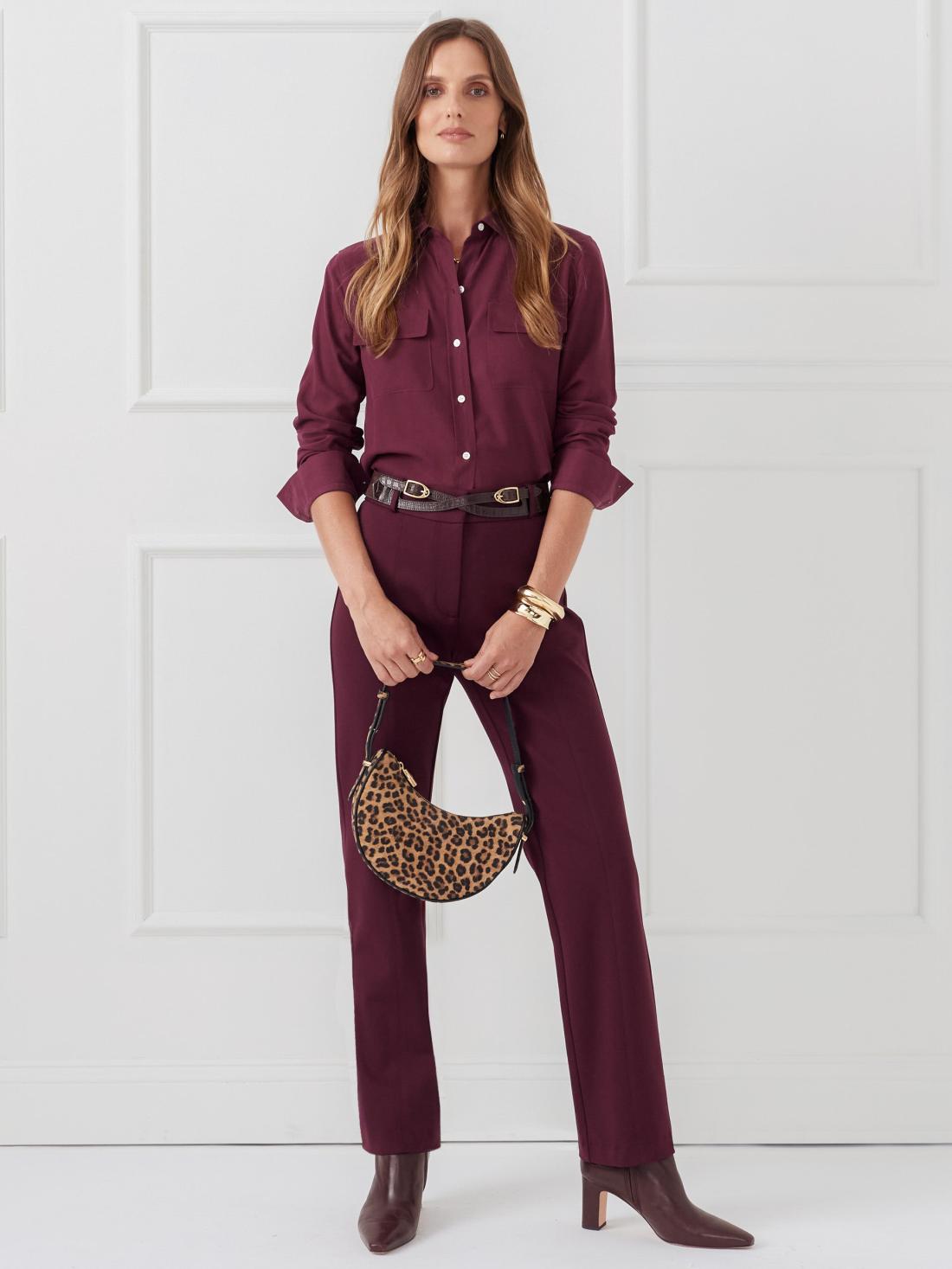 J.McLaughlin Miris Silk Shirt Merlot | Women Shirts &amp; Tops