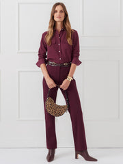 J.McLaughlin Miris Silk Shirt Merlot | Women Shirts &amp; Tops